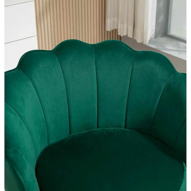 Fauteuil rond Cavett 28.3 large en velours avec pieds en métal doré
