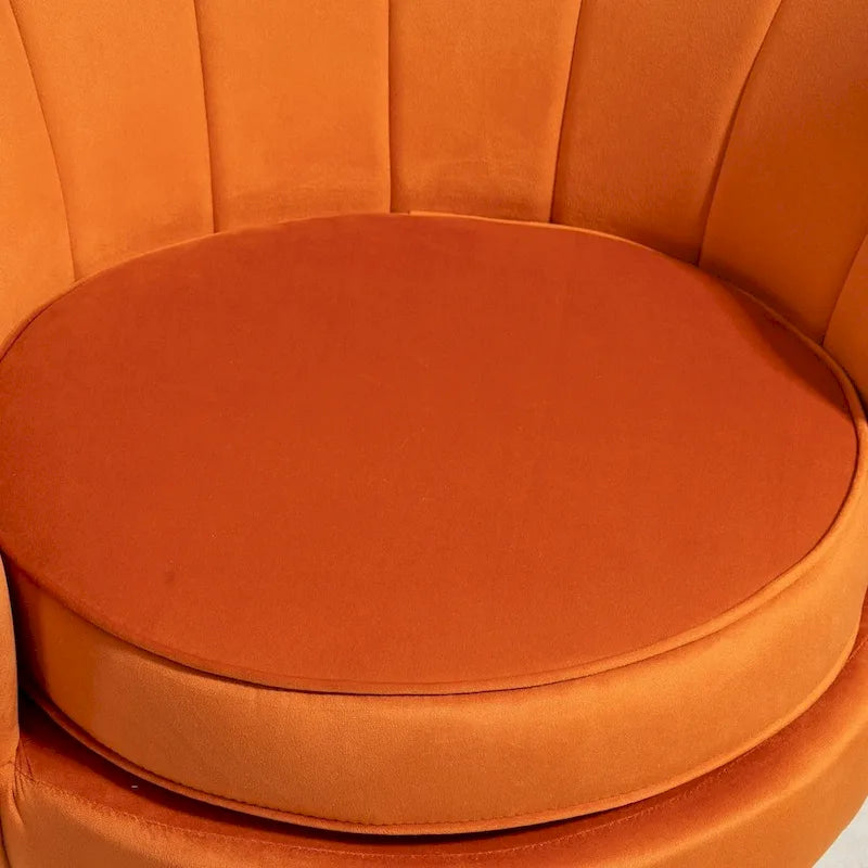 Fauteuil rond Cavett 28.3 large en velours avec pieds en métal doré