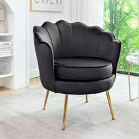 Fauteuil rond Cavett 28.3 large en velours avec pieds en métal doré