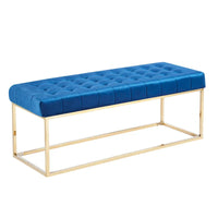 Banc en Velours Tufté Porthos Home Wenn avec Pieds en Chrome Doré