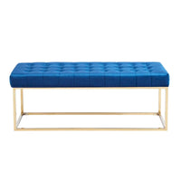 Banc en Velours Tufté Porthos Home Wenn avec Pieds en Chrome Doré