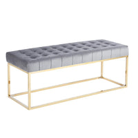 Banc en Velours Tufté Porthos Home Wenn avec Pieds en Chrome Doré