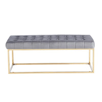 Banc en Velours Tufté Porthos Home Wenn avec Pieds en Chrome Doré