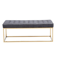 Banc en Velours Tufté Porthos Home Wenn avec Pieds en Chrome Doré