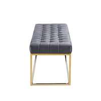 Banc en Velours Tufté Porthos Home Wenn avec Pieds en Chrome Doré