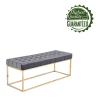 Banc en Velours Tufté Porthos Home Wenn avec Pieds en Chrome Doré