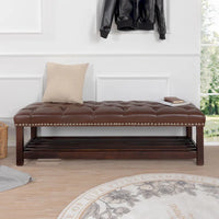 Banc rembourré à base en bois pour chambre et entrée