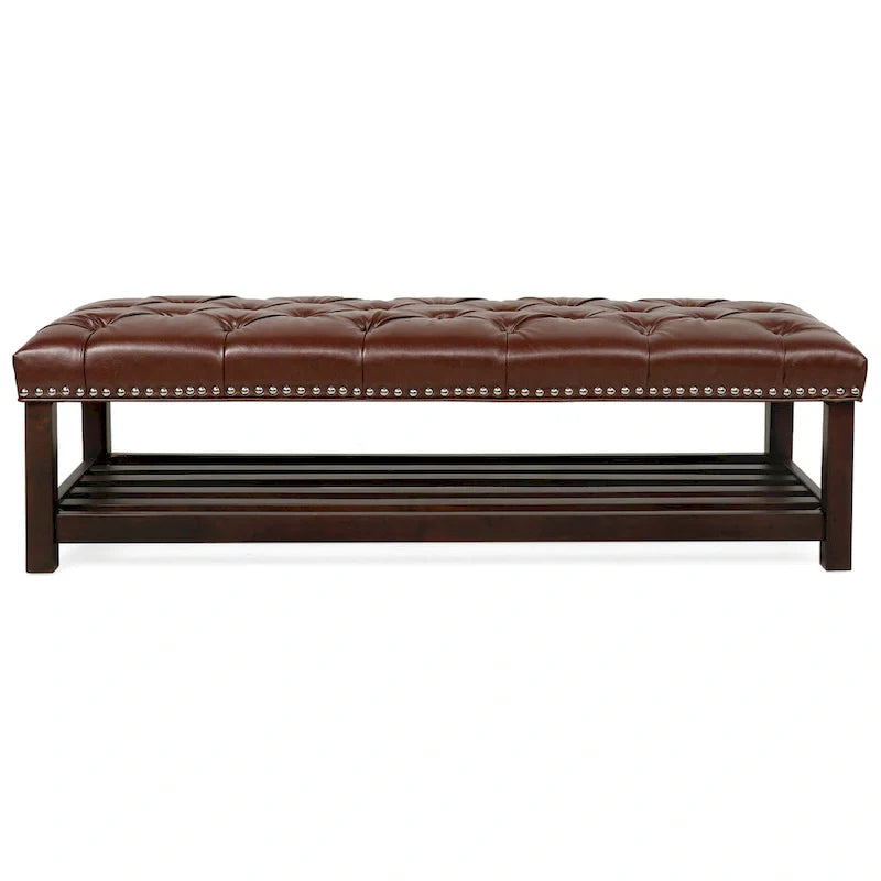 Banc rembourré à base en bois pour chambre et entrée