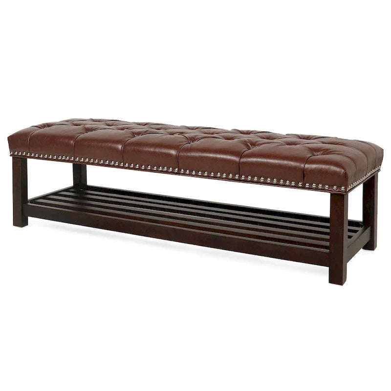 Banc rembourré à base en bois pour chambre et entrée