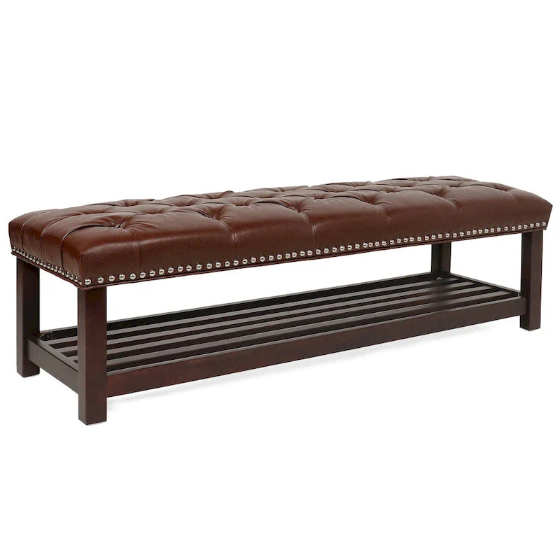 Banc rembourré à base en bois pour chambre et entrée
