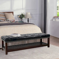 Banc rembourré à base en bois pour chambre et entrée