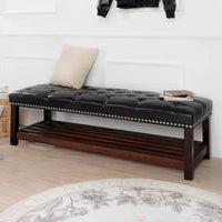 Banc rembourré à base en bois pour chambre et entrée