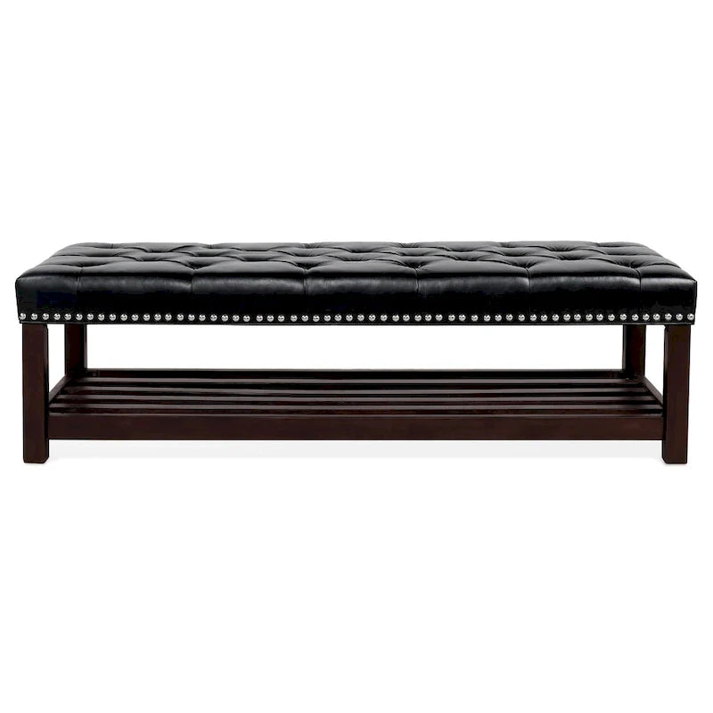 Banc rembourré à base en bois pour chambre et entrée