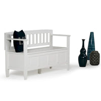 WYNDENHALL Riverside Banc de rangement contemporain en bois massif pour entrée de 122 cm de large - 51 cm de large