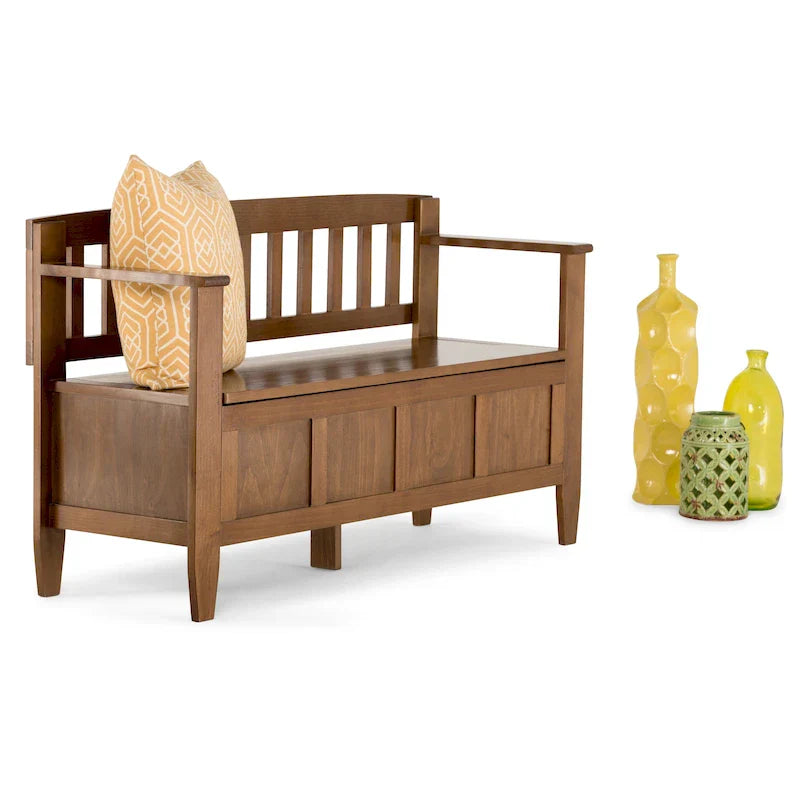 WYNDENHALL Riverside banc de rangement d'entrée contemporain en BOIS MASSIF 48 pouces de large - 20 pouces de large