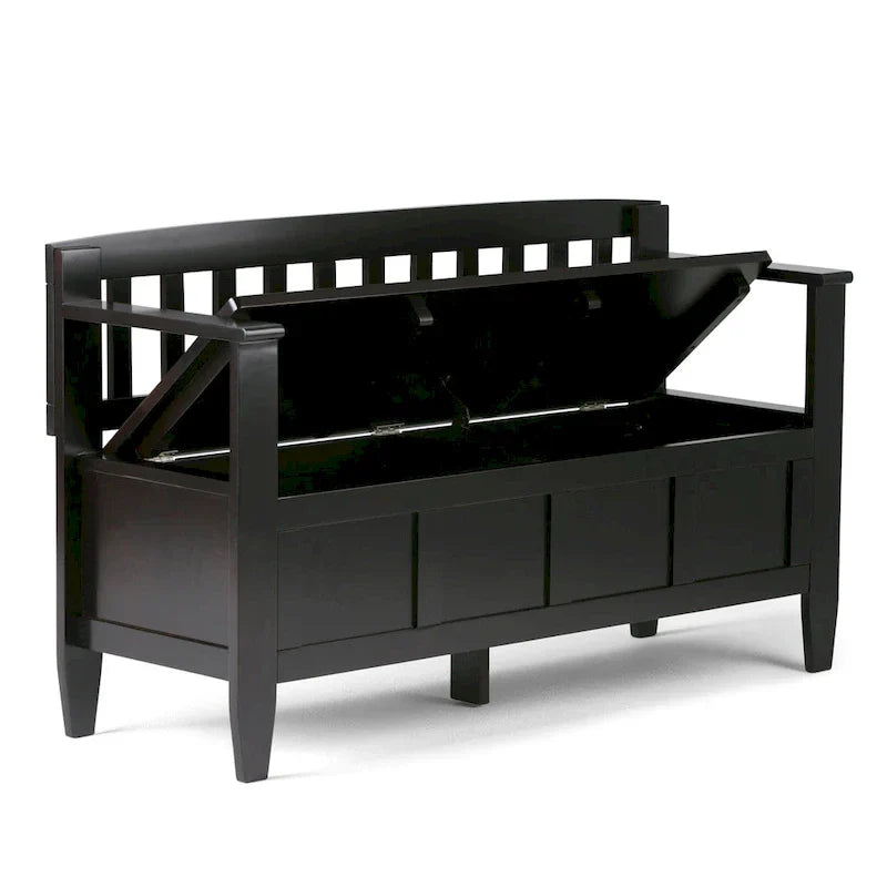 WYNDENHALL Riverside banc de rangement d'entrée contemporain en BOIS MASSIF 48 pouces de large - 20 pouces de large