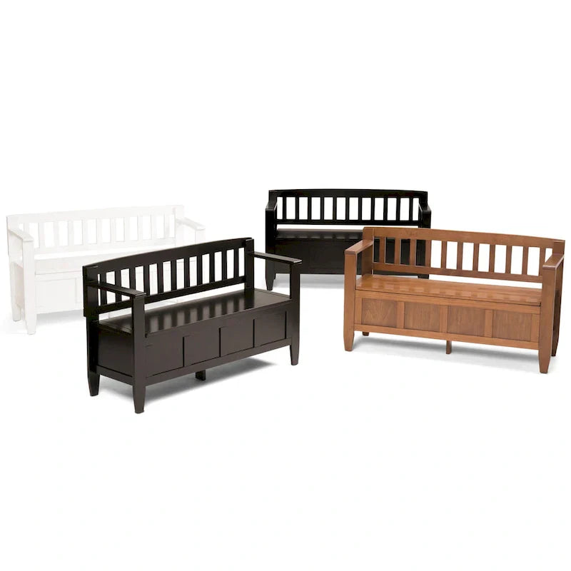 WYNDENHALL Riverside banc de rangement d'entrée contemporain en BOIS MASSIF 48 pouces de large - 20 pouces de large
