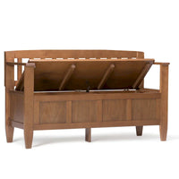 WYNDENHALL Riverside Banc de rangement contemporain en bois massif pour entrée de 122 cm de large - 51 cm de large
