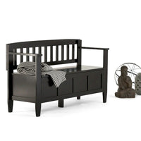 WYNDENHALL Riverside Banc de rangement contemporain en bois massif pour entrée de 122 cm de large - 51 cm de large