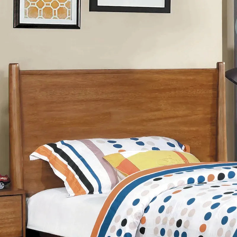 Ensemble de chambre plateforme Fopp milieu de siècle moderne en chêne, 2 pièces, par Furniture of America