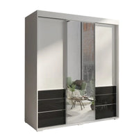 Monaco - Armoire-penderie moderne 3 portes de 71 pouces avec miroir