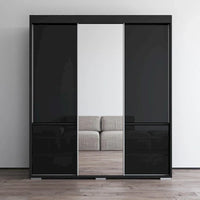 Monaco - Armoire-penderie moderne 3 portes de 71 pouces avec miroir