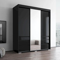 Monaco - Armoire-penderie moderne 3 portes de 71 pouces avec miroir
