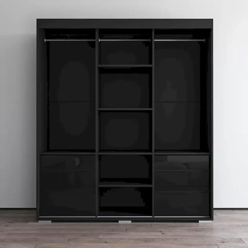 Monaco - Armoire-penderie moderne 3 portes de 71 pouces avec miroir