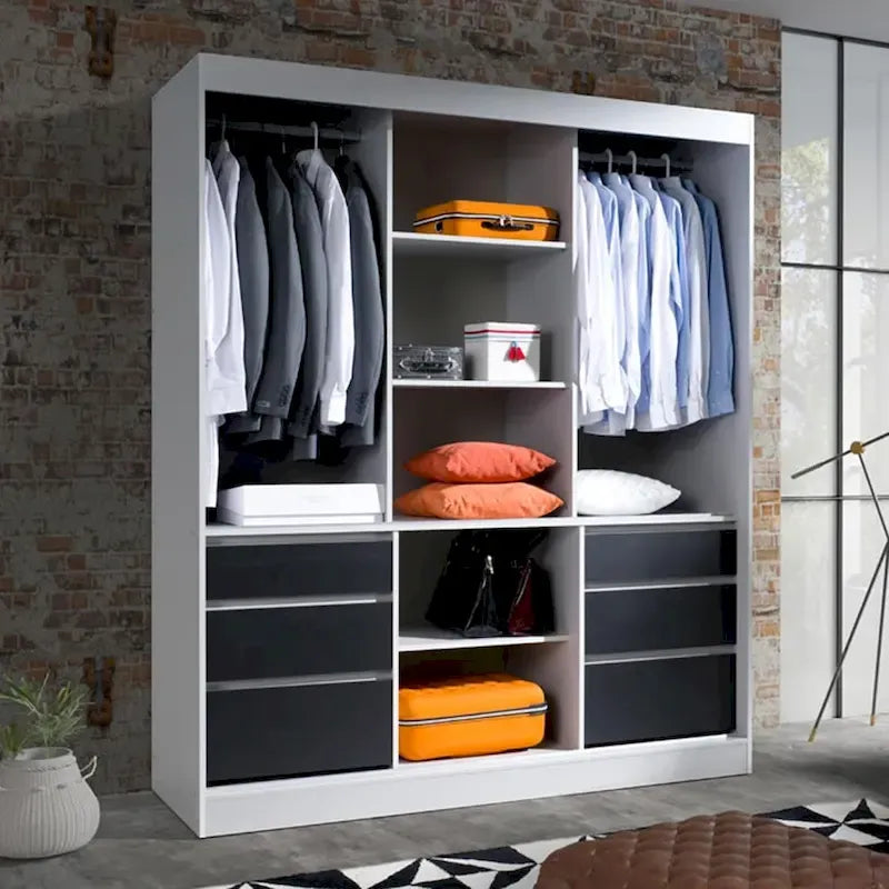 Monaco - Armoire-penderie moderne 3 portes de 71 pouces avec miroir
