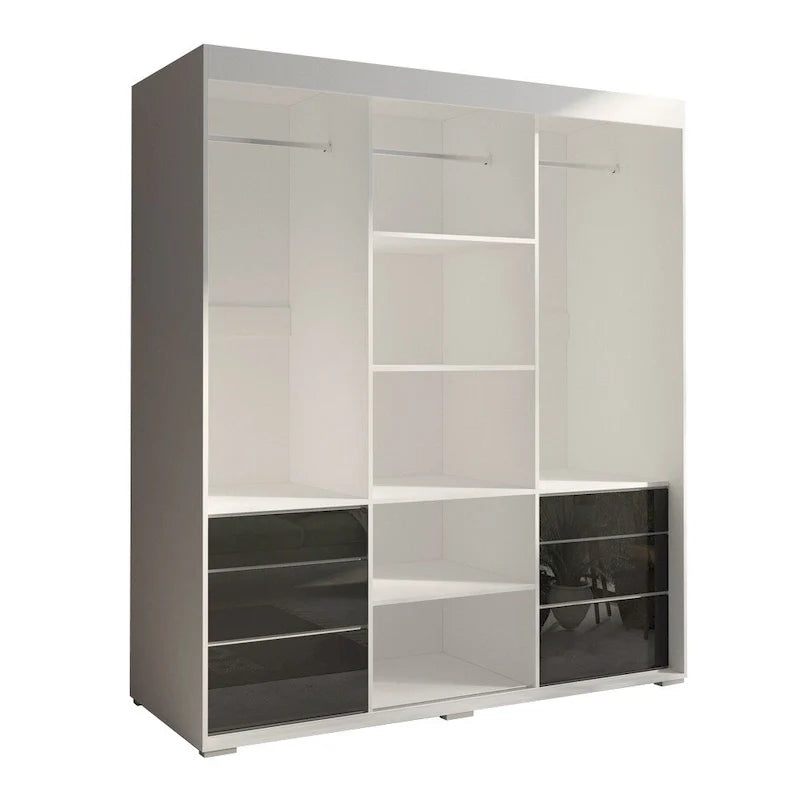 Monaco - Armoire-penderie moderne 3 portes de 71 pouces avec miroir