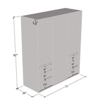 Monaco - Armoire-penderie moderne 3 portes de 71 pouces avec miroir