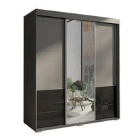 Monaco - Armoire-penderie moderne 3 portes de 71 pouces avec miroir