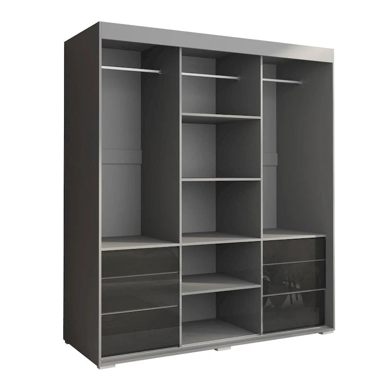 Monaco - Armoire-penderie moderne 3 portes de 71 pouces avec miroir