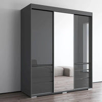 Monaco - Armoire-penderie moderne 3 portes de 71 pouces avec miroir