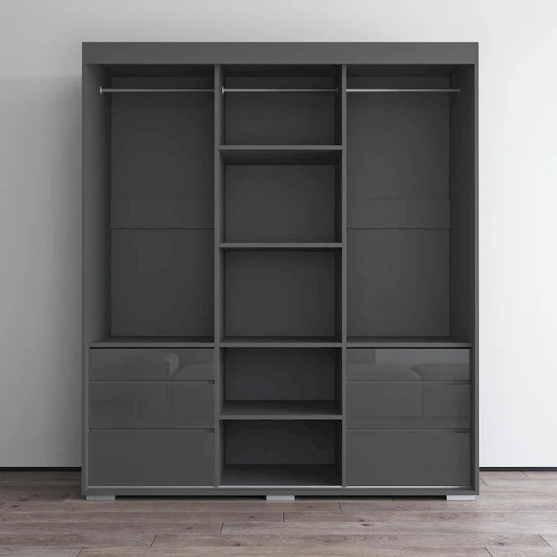 Monaco - Armoire-penderie moderne 3 portes de 71 pouces avec miroir
