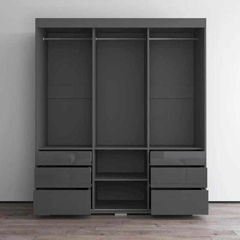 Monaco - Armoire-penderie moderne 3 portes de 71 pouces avec miroir