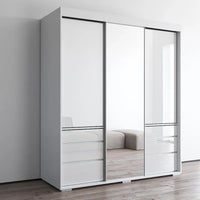 Monaco - Armoire-penderie moderne 3 portes de 71 pouces avec miroir
