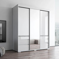Monaco - Armoire-penderie moderne 3 portes de 71 pouces avec miroir