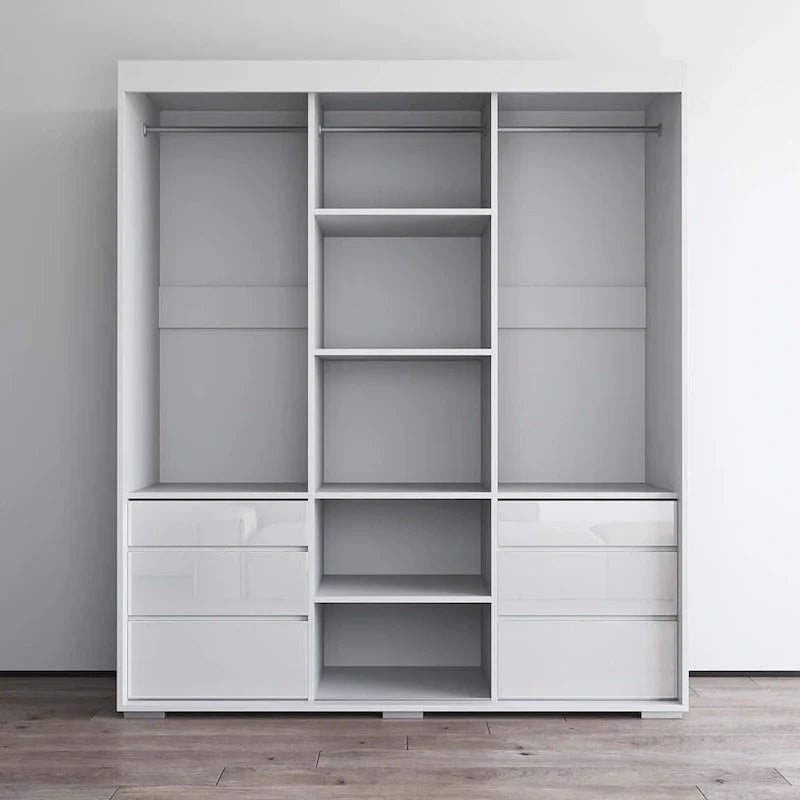 Monaco - Armoire-penderie moderne 3 portes de 71 pouces avec miroir