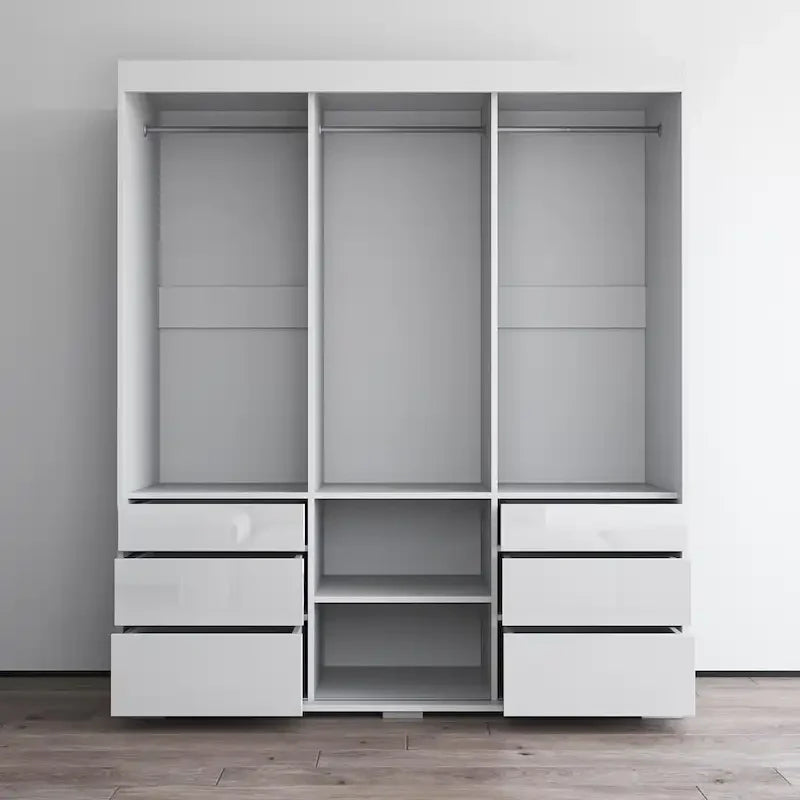 Monaco - Armoire-penderie moderne 3 portes de 71 pouces avec miroir