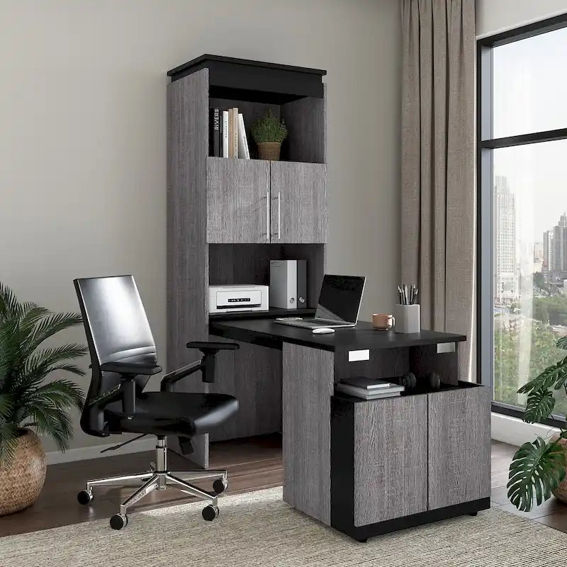 Armoire de rangement haute Orion 30 po de large avec portes et bureau rabattable par Bestar