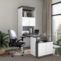 Armoire de rangement haute Orion 30 po de large avec portes et bureau rabattable par Bestar
