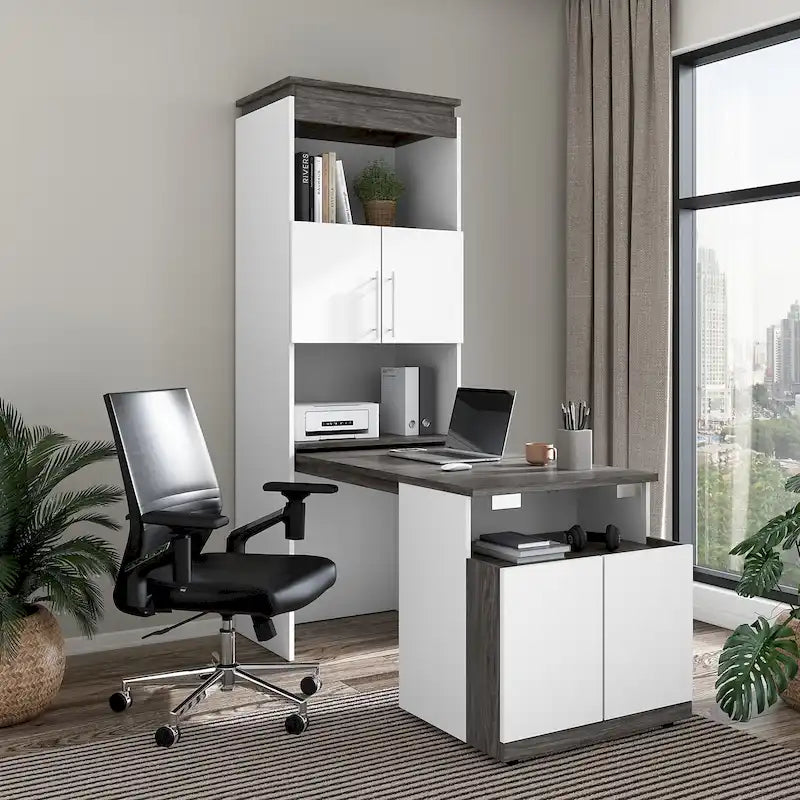Armoire de rangement haute Orion 30 po de large avec portes et bureau rabattable par Bestar