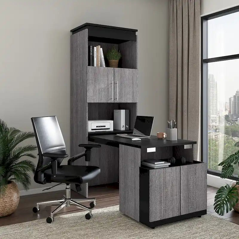 Armoire de rangement haute Orion 30 po de large avec portes et bureau rabattable par Bestar