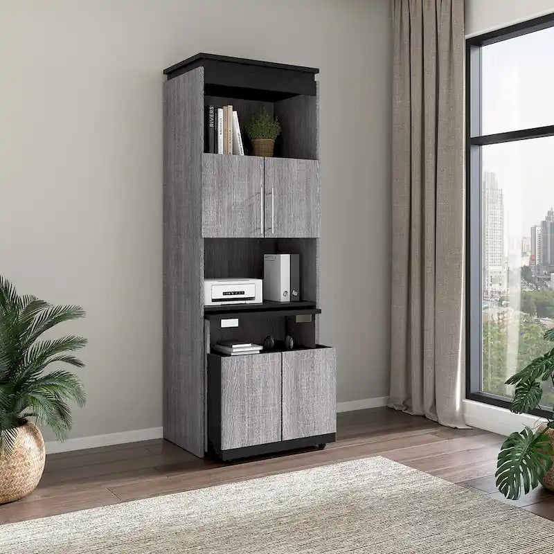 Armoire de rangement haute Orion 30 po de large avec portes et bureau rabattable par Bestar