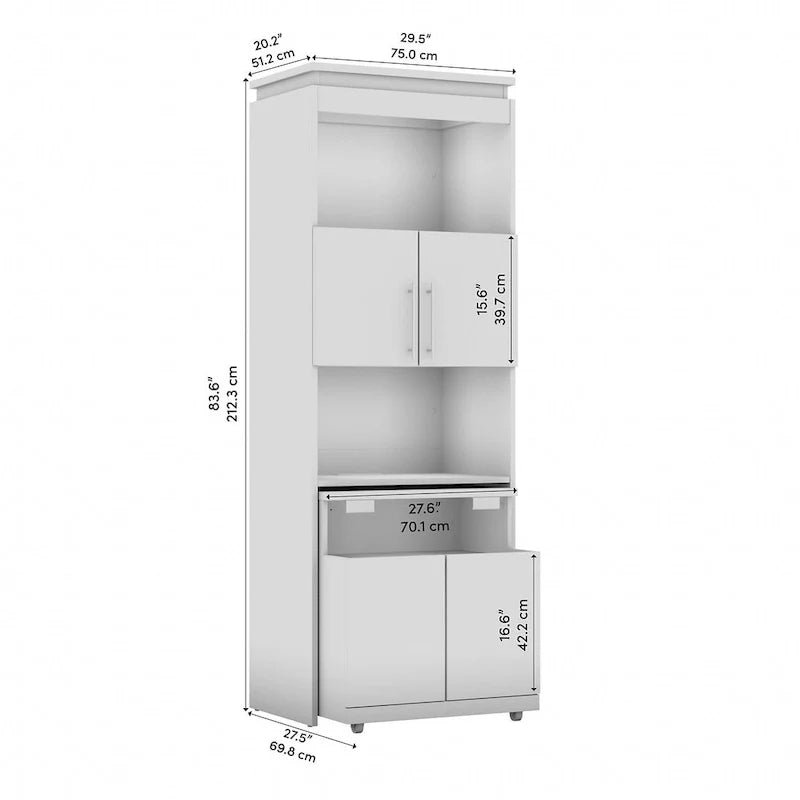 Armoire de rangement haute Orion 30 po de large avec portes et bureau rabattable par Bestar