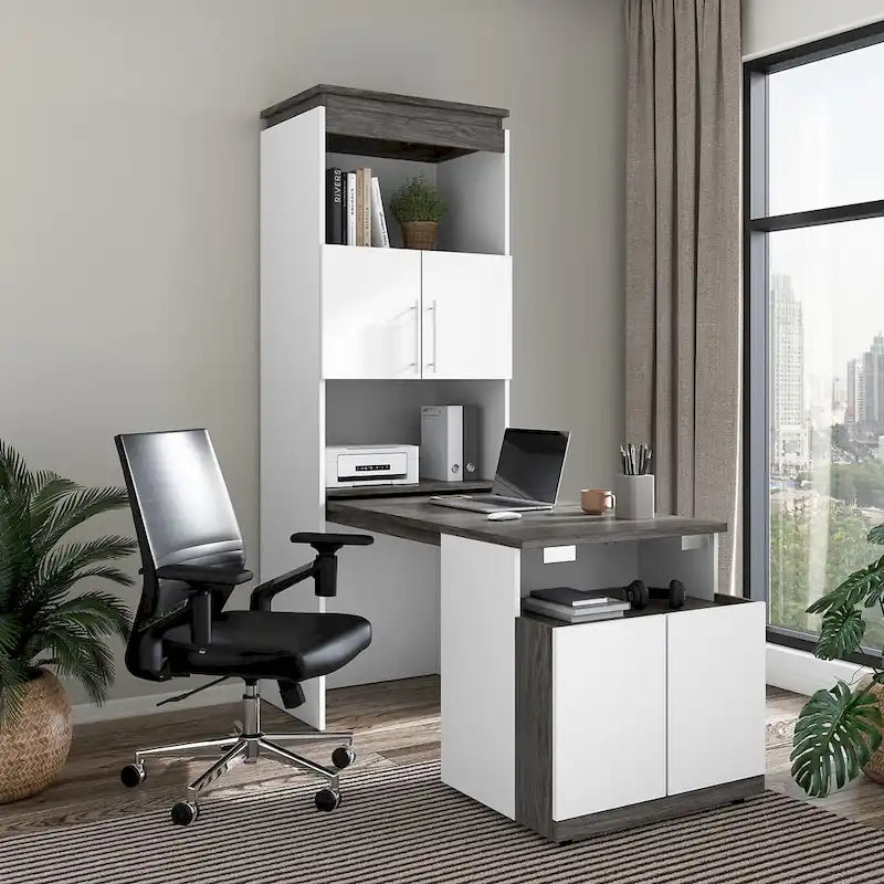 Armoire de rangement haute Orion 30 po de large avec portes et bureau rabattable par Bestar