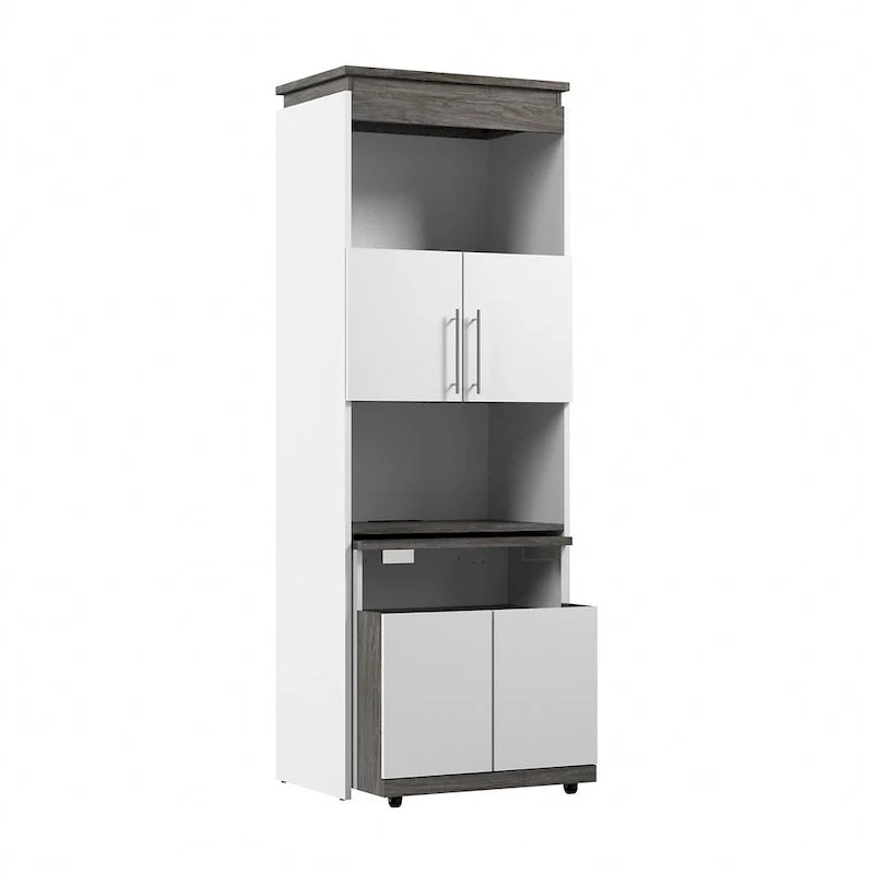 Armoire de rangement haute Orion 30 po de large avec portes et bureau rabattable par Bestar