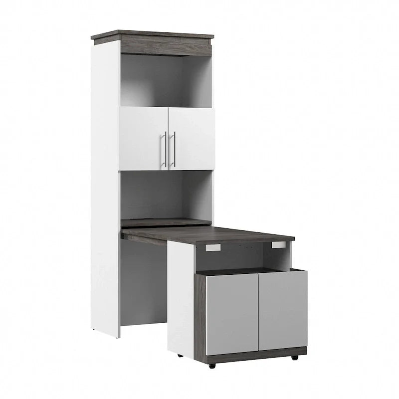 Armoire de rangement haute Orion 30 po de large avec portes et bureau rabattable par Bestar