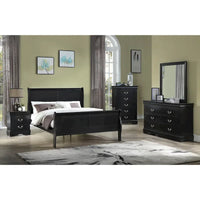 Ensemble de chambre Lillie en bois noir à traîneau, 6 pièces